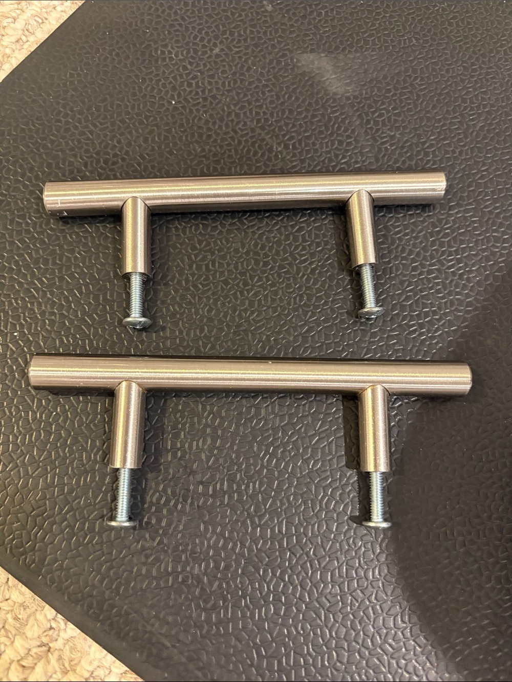 Modern T-Bar Cabinet Pulls in Brushed Nickel